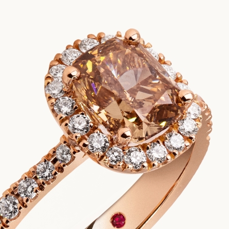 Cushion Cut Colored Diamond Engagement Ring
