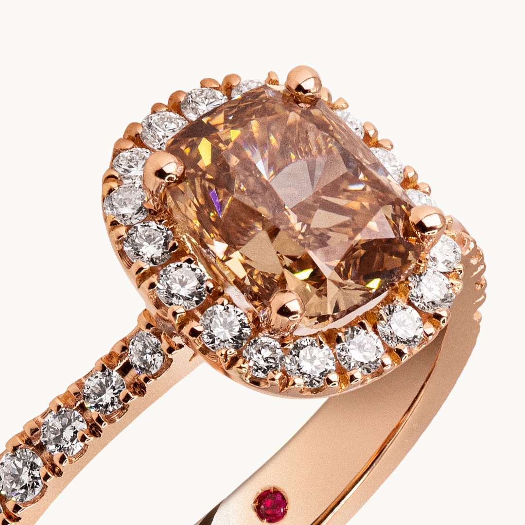 Cushion Cut Colored Diamond Engagement Ring