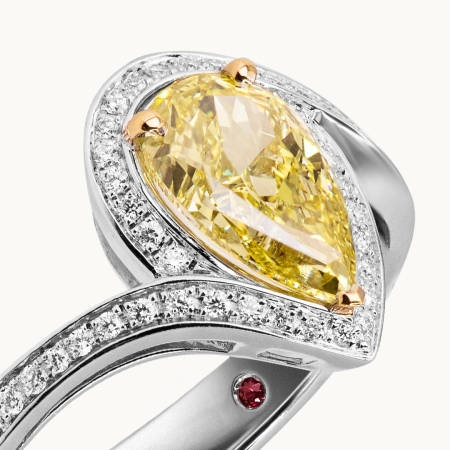 Pear Cut Colored Diamond Engagement Ring