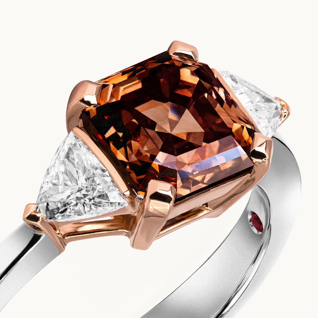 Unazë Fejese me Diamant me Ngjyrë, Prerje Ascher