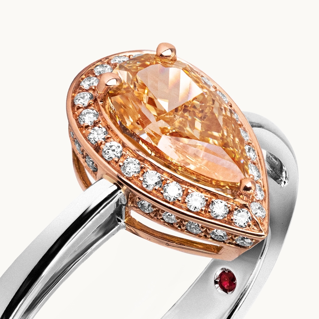 Pear Cut Colored Diamond Engagement Ring