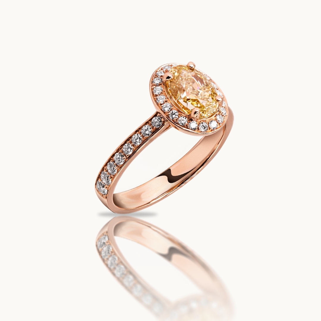 Oval Cut Colored Diamond Engagement Ring