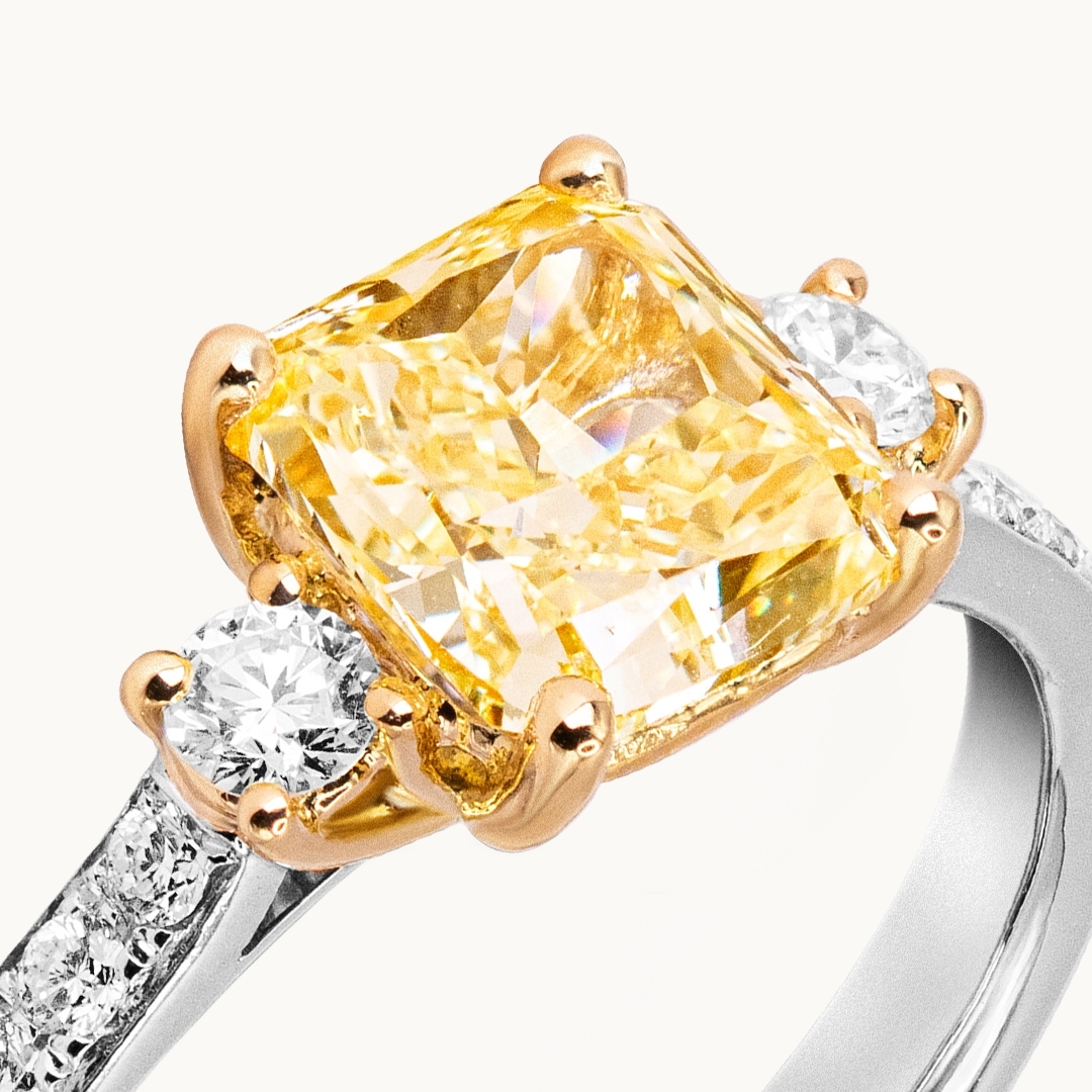 Cushion Cut Colored Diamond Engagement Ring