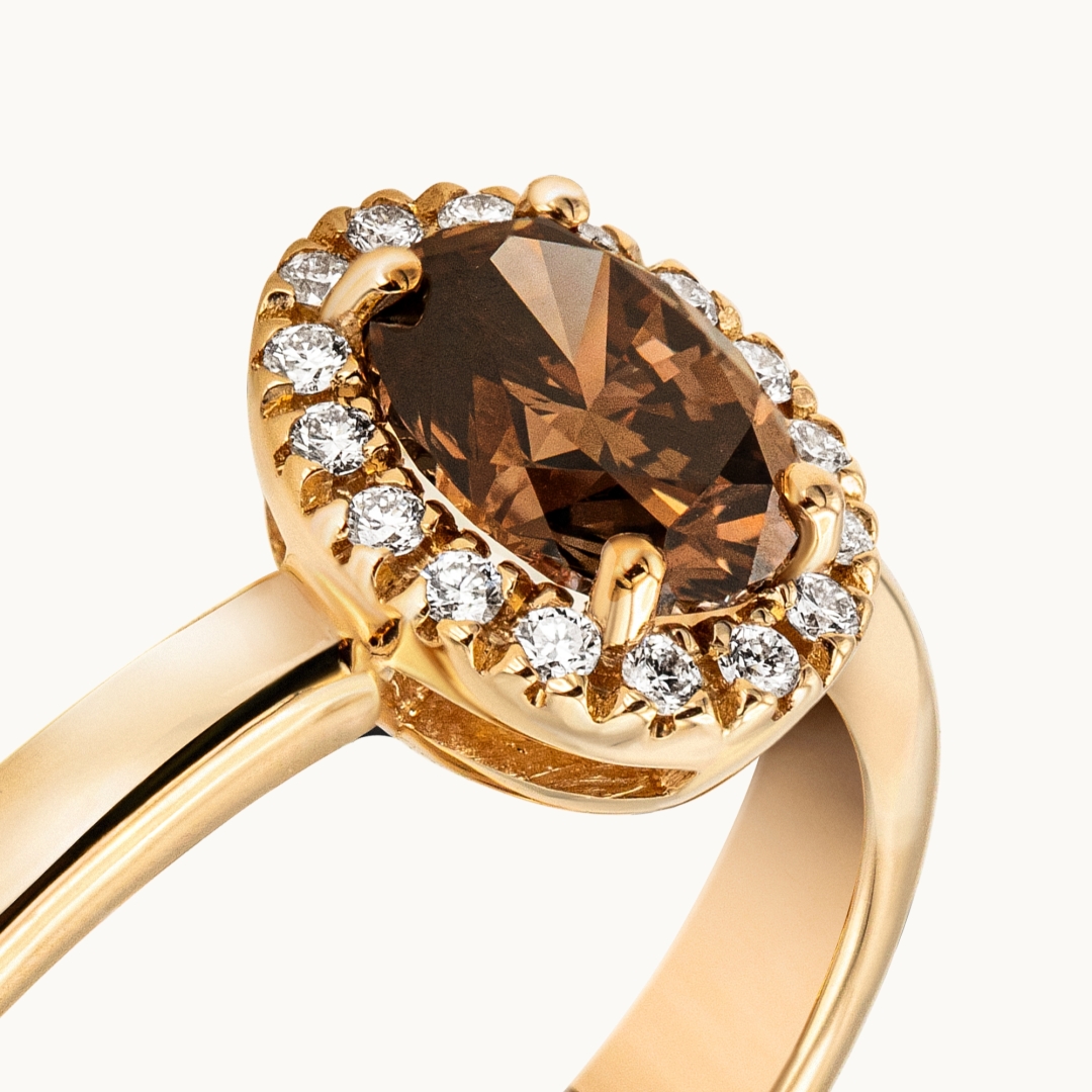 Unazë Fejese me Diamant me Ngjyrë, Prerje Oval