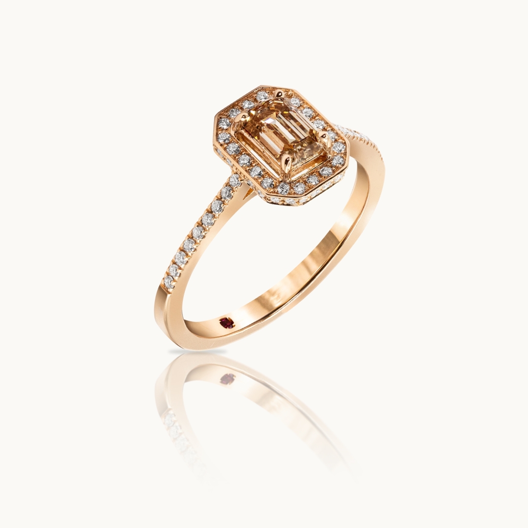 Emerald Cut Colored Diamond Engagement Ring