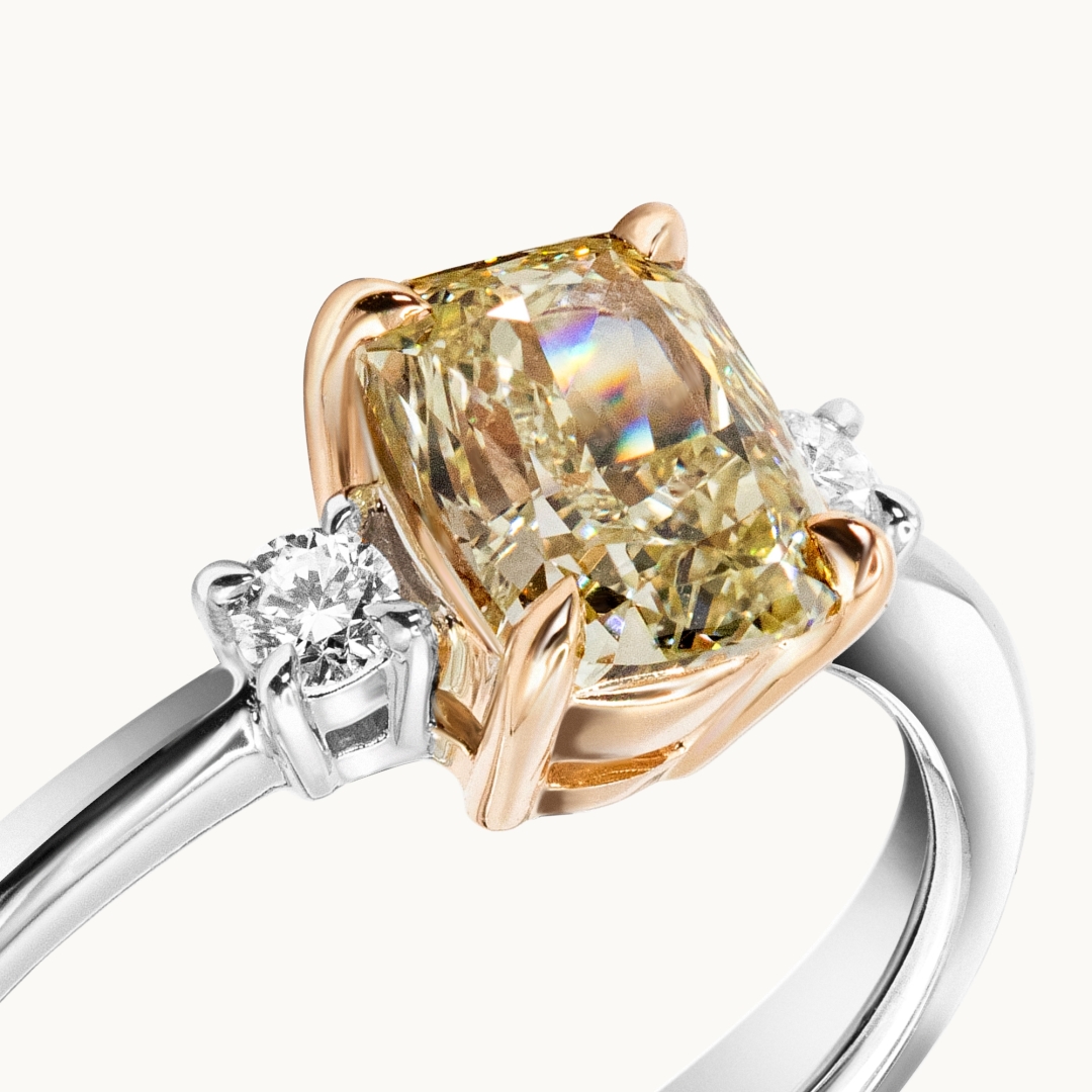 Cushion Cut Colored Diamond Engagement Ring