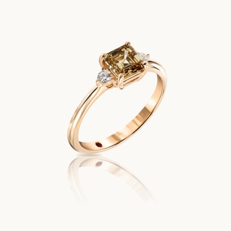 Unazë Fejese me Diamant me Ngjyrë, Prerje Asscher