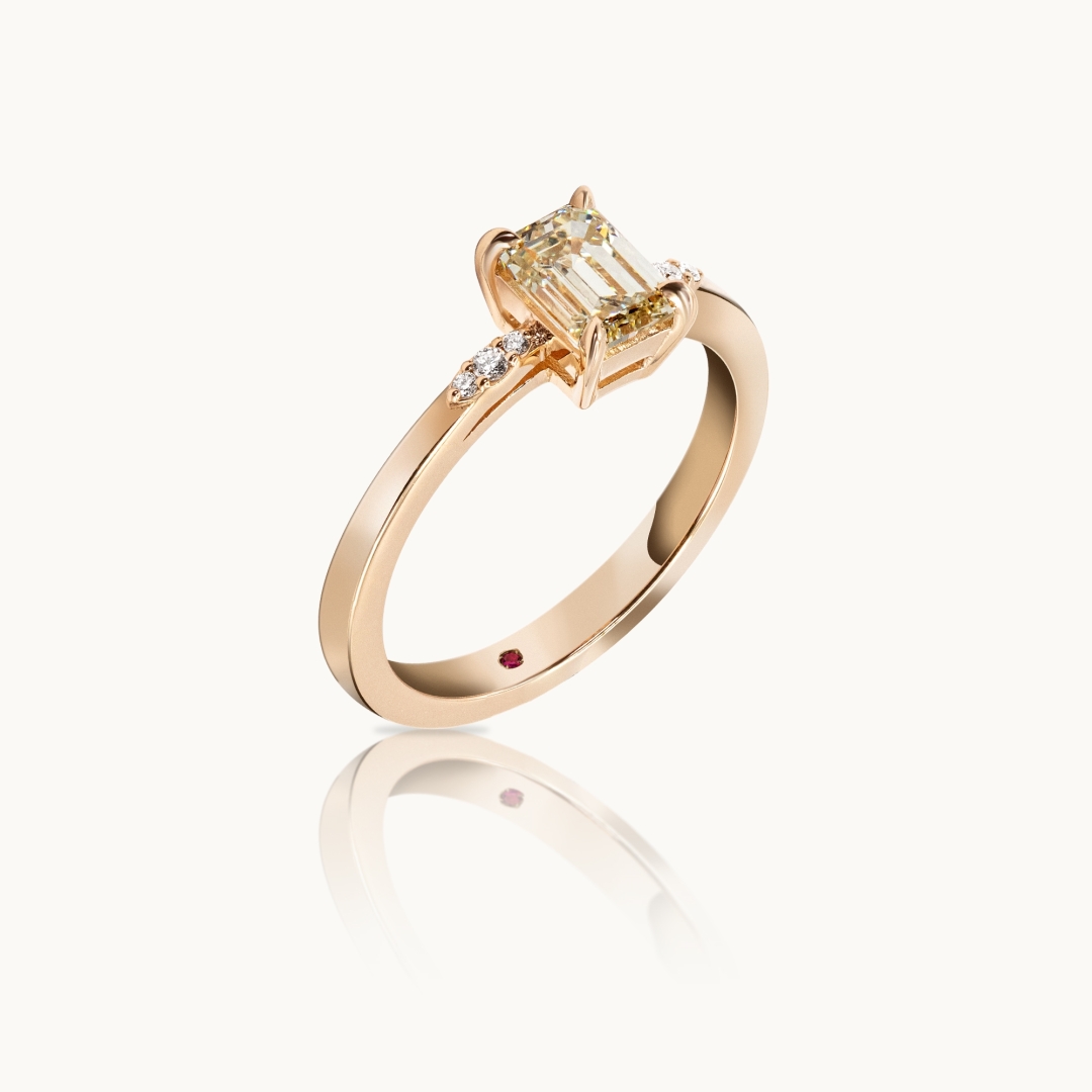 Emerald Cut Colored Diamond Engagement Ring