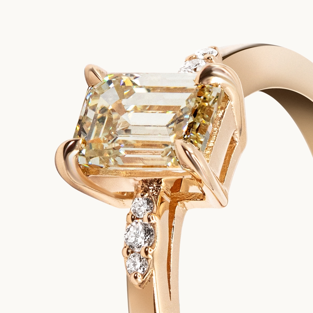 Emerald Cut Colored Diamond Engagement Ring