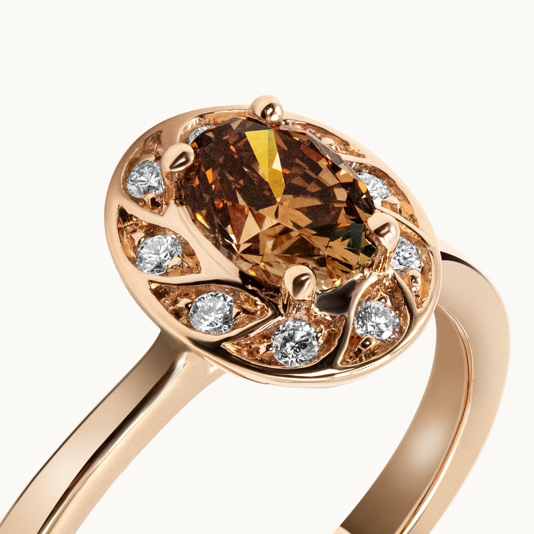 Oval Cut Colored Diamond Engagement Ring