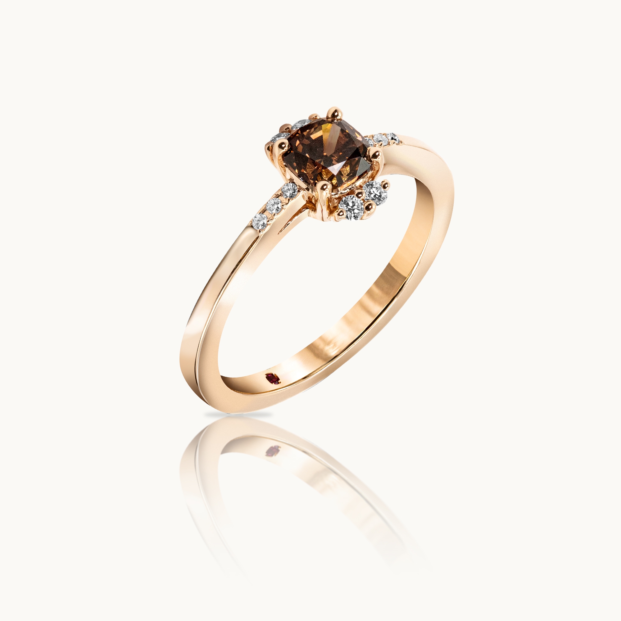 Cushion Cut Colored Diamond Engagement Ring
