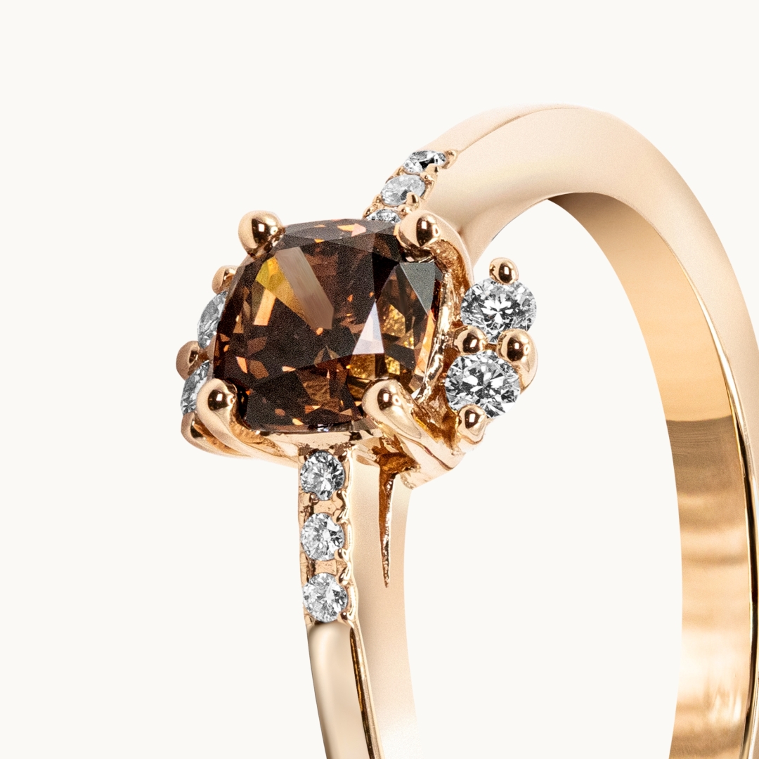 Cushion Cut Colored Diamond Engagement Ring