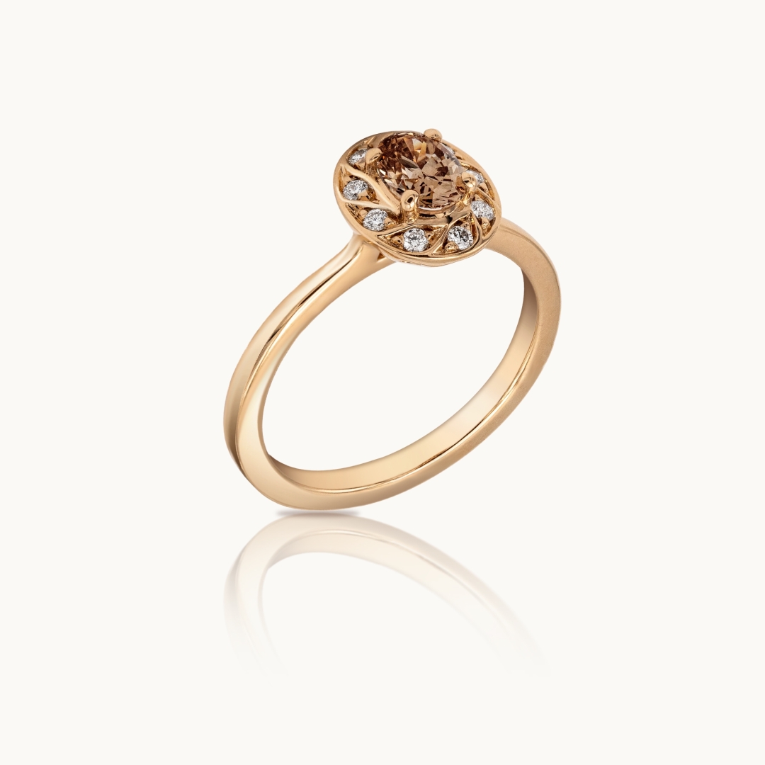 Rexha Gold Oval Cut Colored Diamond Engagement Ring