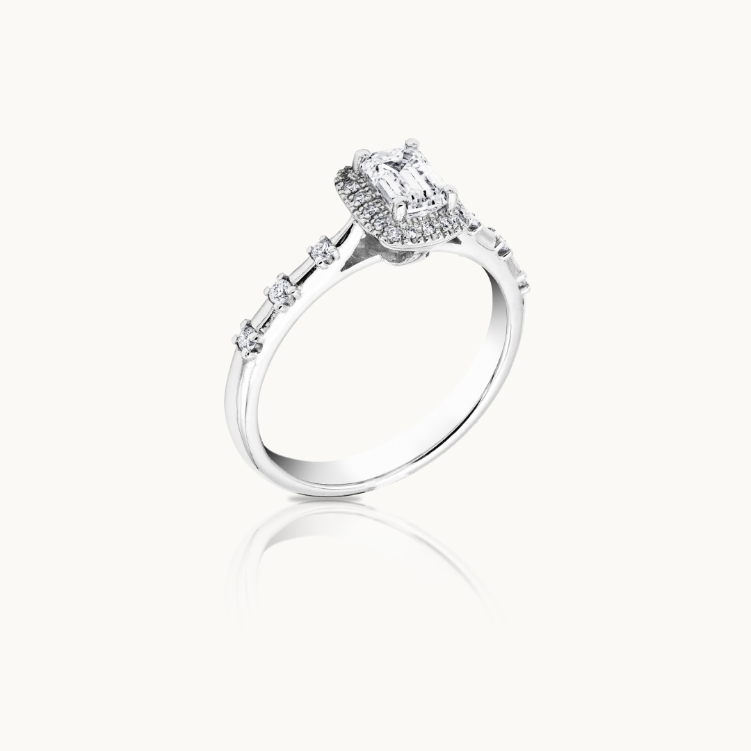 Rexha Gold Emerald Cut Diamond Engagement Ring