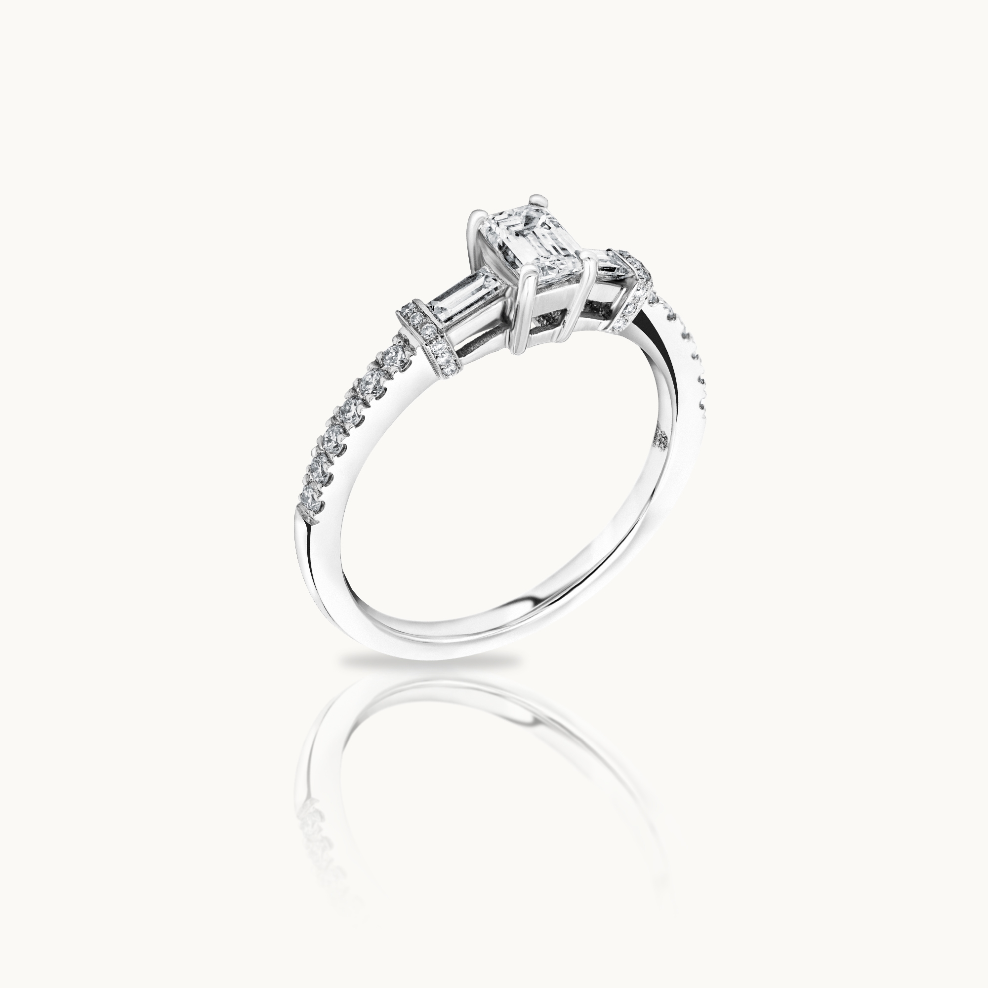 Rexha Gold Emerald Cut Diamond Engagement Ring