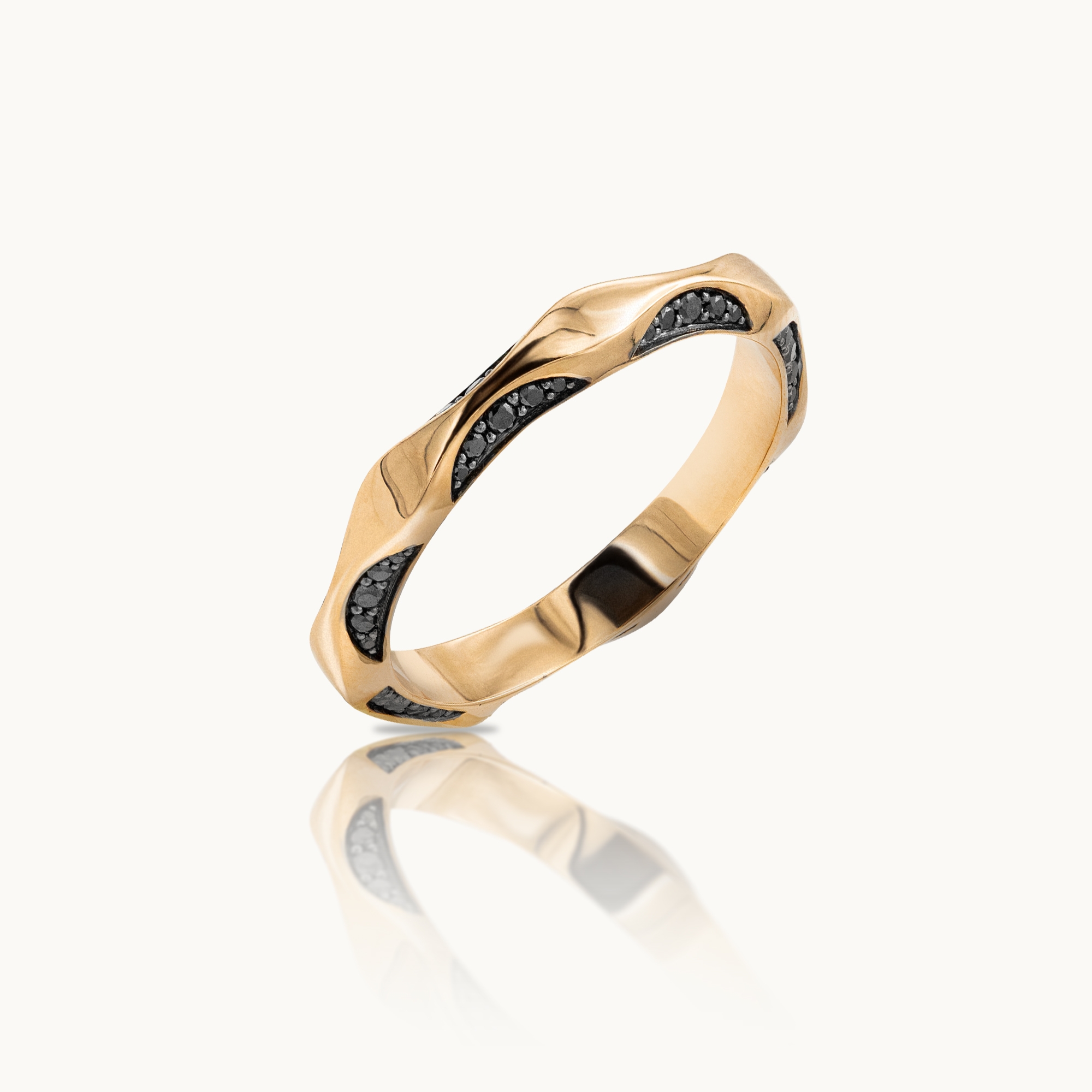 Rexha Gold Waveform Band 2 Men’s Wedding Band